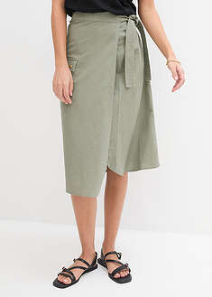Kietaisuhame pellavasekoitteesta - khaki - bonprix