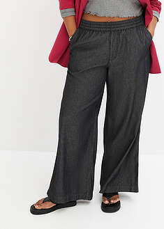 Korkeavyötäröiset farkut leveillä lahkeilla