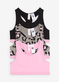 Liivitoppi pehmeästä luomupuuvillasekoitteesta (3 kpl/pakkaus) - roosa+musta+harmaa painokuvioitu - bonprix