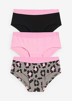 Lasten brief-alushousut pehmeällä luomupuuvillalla (3 kpl/pakkaus) - roosa-musta-harmaa painettu - bonprix