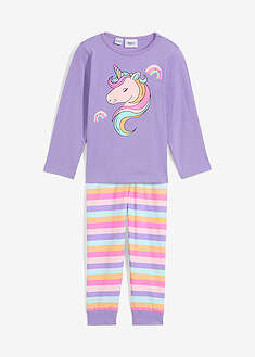 Luomupuuvillainen lasten pyjama (2-os. setti) - vaalea roosa-vaalea lila-aprikoosi-flamingonpinkki-mintunvihreä-raidallinen - bonprix