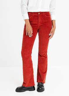 Levenevälahkeiset vakosamettihousut - karmiininpunainen - bonprix