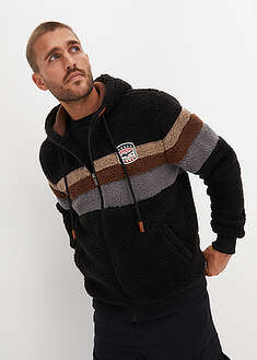 Hupullinen teddyfleecetakki - musta - bonprix