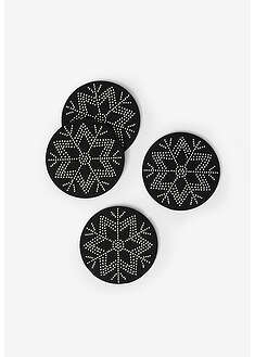 Niittikuvioidut lasinaluset (4kpl/pakkaus) - musta - bonprix