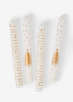 Kynttilät jouluisella kuviolla (4 kpl) - valkoinen-kullanvärinen - bonprix