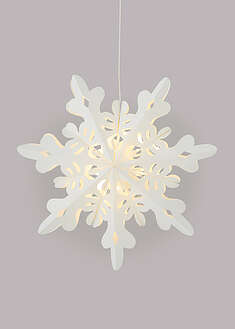 Riippukoriste LED-valoilla ja paperisilla lumihiutaleilla - valkoinen - bonprix