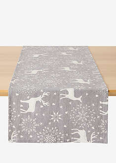 Luomupuuvillainen kaitaliina jouluisella kuvioinnilla - harmaa/kermanvärinen - bonprix