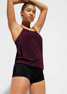 Oversize-tankini (2-os. setti) - purppura-musta painokuvioitu - bonprix