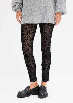 Samettikuvioiset leggingsit - musta - bonprix
