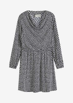 Kreppikankainen minimekko - musta-valkoinen, pilkullinen - bonprix