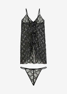 Babydoll ja stringit (2-os. setti) - musta - VENUS