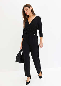 3/4-hihainen vyöllinen jumpsuit - musta - bonprix