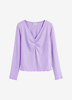 Ribbipaita V-pääntiellä - vaalea violetti - bonprix