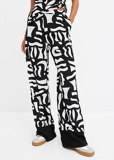 Painokuvioidut trikoohousut - musta-valkoinen graafinen painatus - bonprix