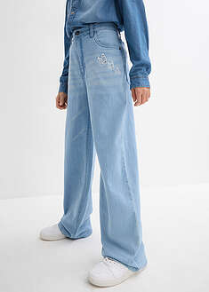 Leveälahkeiset farkut mid waist -mallissa - bleu clair denim - bonprix