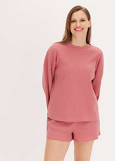 Vohvelitrikoinen oloasu shortseilla - vaaleanpunainen - bonprix