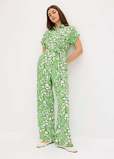 Jumpsuit kevyestä viskoosisekoitteesta - apilanvihreä-painokuvioitu - bonprix