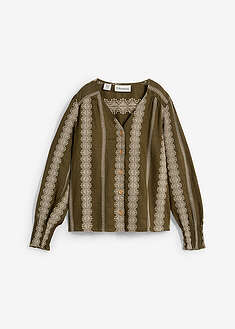 Pusero puhtaasta pellavasta - tumma oliivinvihreä-harmaanbeige - bonprix
