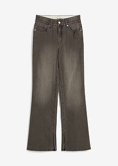 Suorat korkeavyötäröiset farkut halkioilla - vaaleanharmaa denim - bonprix