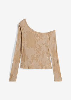Olkapään paljastava paita läpikuultavilla yksityiskohdilla - beige - bonprix