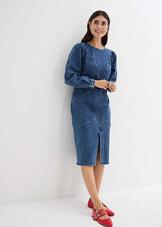 Midipituinen farkkumekko - kulutettu sininen denim - bonprix