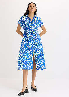 Vyöllinen midimekko - sininen-villanvalkoinen-painokuvioitu - bonprix