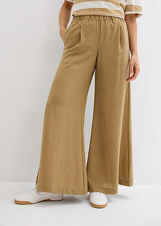 Leveälahkeiset laskoshousut - khakinruskea - bonprix