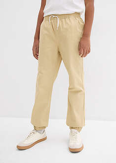 Kuminauhavyötäröiset Regular Fit -housut puhtaasta puuvillasta (2kpl/pakkaus) - musta+beige - bonprix
