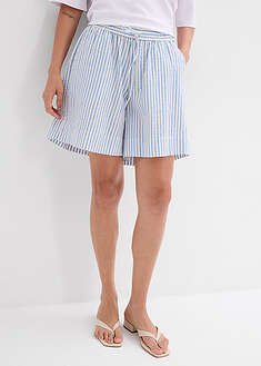 Shortsit puhdasta puuvillaa - keskisininen-villanvalkoinen pystyraita - bonprix