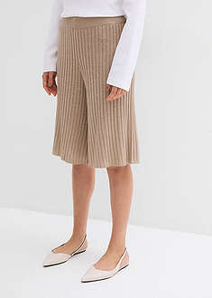 Korkeavyötäröiset neuleshortsit viskoosisekoitteesta - khakibeige - bonprix