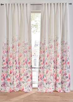 Kukkakuvioinen verho (1 kpl/pakkaus) - roosa-valkoinen-värikäs - bonprix