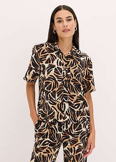 Painokuvioitu pellavatyylinen pusero - ruskea kukallinen - bonprix