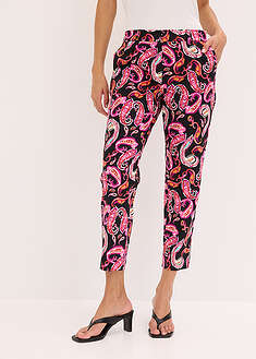 7/8-pituiset joustavat housut - musta-violetinpinkki-paisley - bonprix