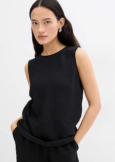 Toppi ryppypintaista viskoosisekoitusta - musta - bonprix