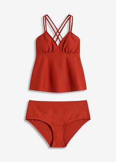Tankini (2-os. setti) kohopintaisesta materiaalista - ruosteenpunainen - bonprix