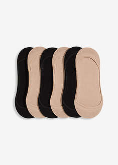 Ballerinasukat luomupuuvillasta, silikoniraidat, ballerina fit (6 parin pakkaus) - musta-beige - bonprix