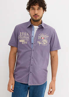 Lyhythihainen kauluspaita, Slim Fit - harmaanlila - bonprix