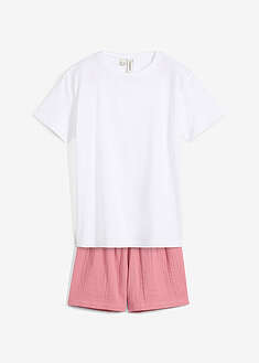 Shortsipyjama musliinista (2-os. setti) - marjapuuronpunainen-valkoinen - bonprix