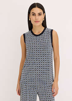 Toppi minimalistessa tyylissä - tummansininen-keskisininen-luonnonbeige-painokuvioitu - bonprix