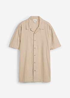 Lyhythihainen kauluspaita pellavasekoitteesta, Loose Fit - hiekka - bonprix