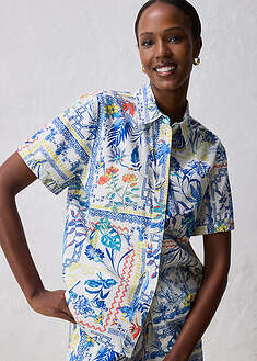 Paitapusero silkkisekoitteesta - sininen painokuvioitu - bonprix