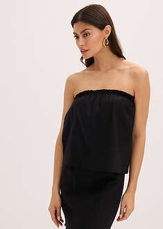 Toppi pellavalla - musta - bonprix