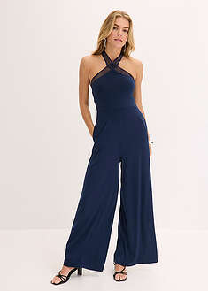 Jerseyjumpsuit laserleikkauksilla - tummansininen - bonprix