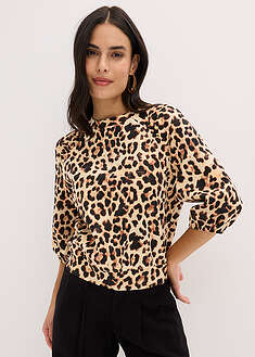 Collegepaita puhdasta luomupuuvillaa - musta-beige leopardipainatus - bonprix