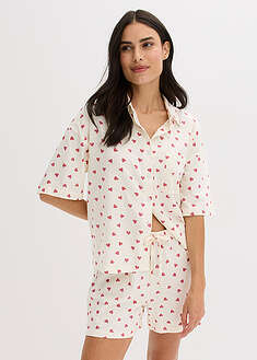 Liekkilankainen oversize-shortsipyjama - villanvalkoinen painokuvioitu - bonprix
