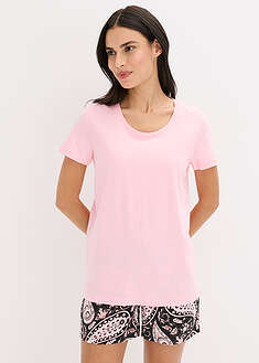 Shortsipyjama - puuteriroosa-musta-painokuvioitu - bonprix