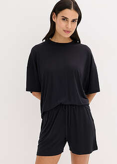 Oversize-shortsipyjama pehmeästä modaalisekoitteesta - musta - bonprix