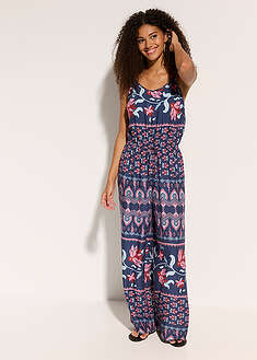 Pitkä rantajumpsuit laskeutuvasta viskoosista - sininen-roosa painettu - bonprix