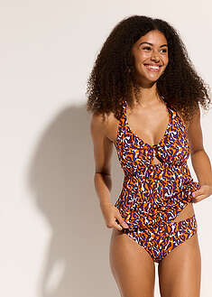 Rengassomisteinen halterneck-tankini (2-os. setti) - lila-vaaleanruskea-leopardipainatus - bonprix
