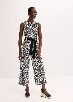 Painettu jumpsuit - musta-luonnonvalkoinen-painokuvioitu - bonprix
